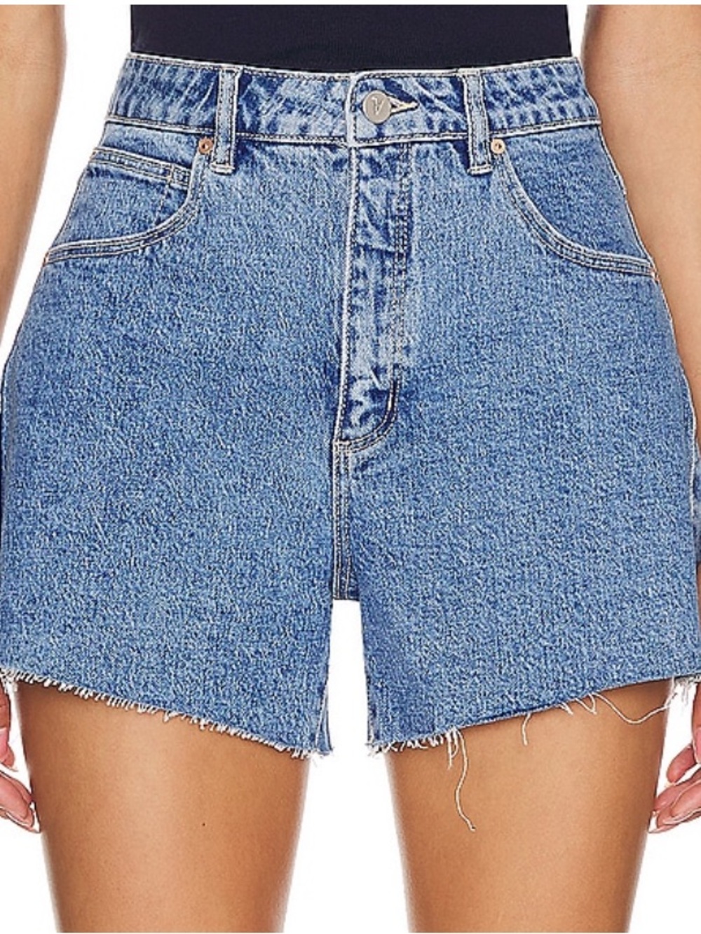 Abrand A Venice Light Blue Distressed Denim Cutoff Shorts